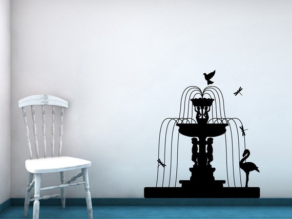 Fontaine à Eau Sticker Mural Flamant Rose Décor Oiseau Oiseaux Statue De Jardin Yoga Libellule Chérubin Oeuvre Maison Patio Vinyle