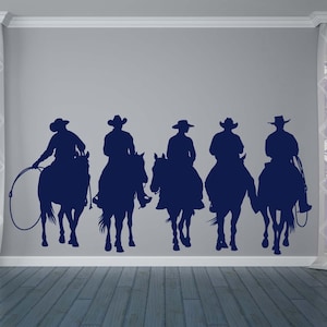 Cowboy Horse Rider Wall Decal, Western Cowboy Silhouette Vinyl Sticker, Rustic Farmhouse Rodeo Wall Art, Cowboy Wall Decor