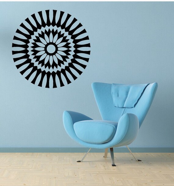 Retro Medallion Decal Ceiling Medallion Daisy Flower Floral 1960s 1970s Vinyl Sticker Kaleidoscope Wall Art Home Table Top Decor