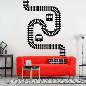 Train Track Wall Decal, Nursery Railroad Vinyl, Railway Locomotive Sticker, Toddler Playroom Train Art, Vintage Rail Decor, Caboose Engine