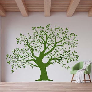Family Tree Wall Decal, Tree Wall Art, Sprawling Heritage Oak, Tree of Life Wall Mural, Family Roots Decor, Elm Tree Wall Decal, Large Tree