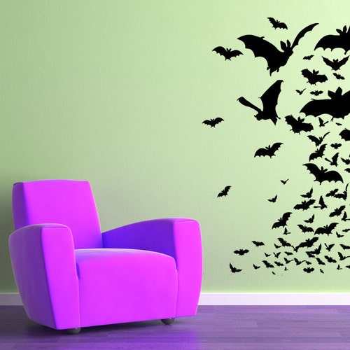 Bats Hanging Wall Decal Bat Decor Halloween Decoration Etsy