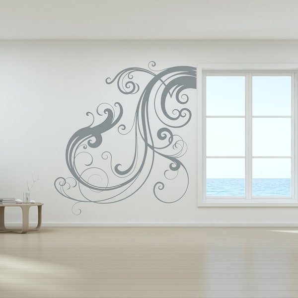 Decorative Design, Corner Decor, Swirl Wall Decal, Fancy Flourish Art, Old World Decoration, Baroque Gift, Home Renaissance Artwork