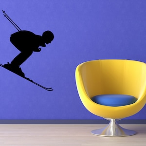 Ski Wall Art, Ski Wall Decal, Ski Decor, Lodge Wall Art, Winter Wall Artwork, Skier Decorations, Gifts For Skiers, Cabin Decoration