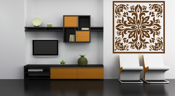 Square Medallion Medallion Decal Ceiling Medallion Wall Decal Diamond Baroque Ornate Sticker Vinyl Wall Art Home Office Decor