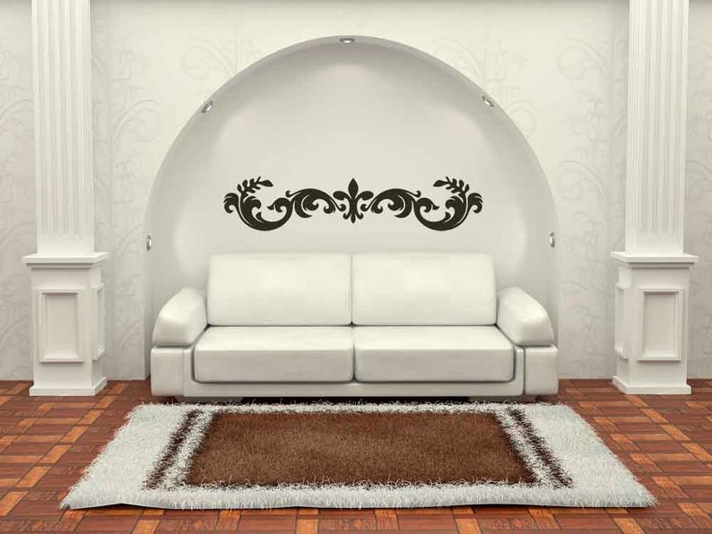 Horizontal Wall Decor Old World Fleur De Lis Flourish Decal Vinyl Sticker Home Art Office