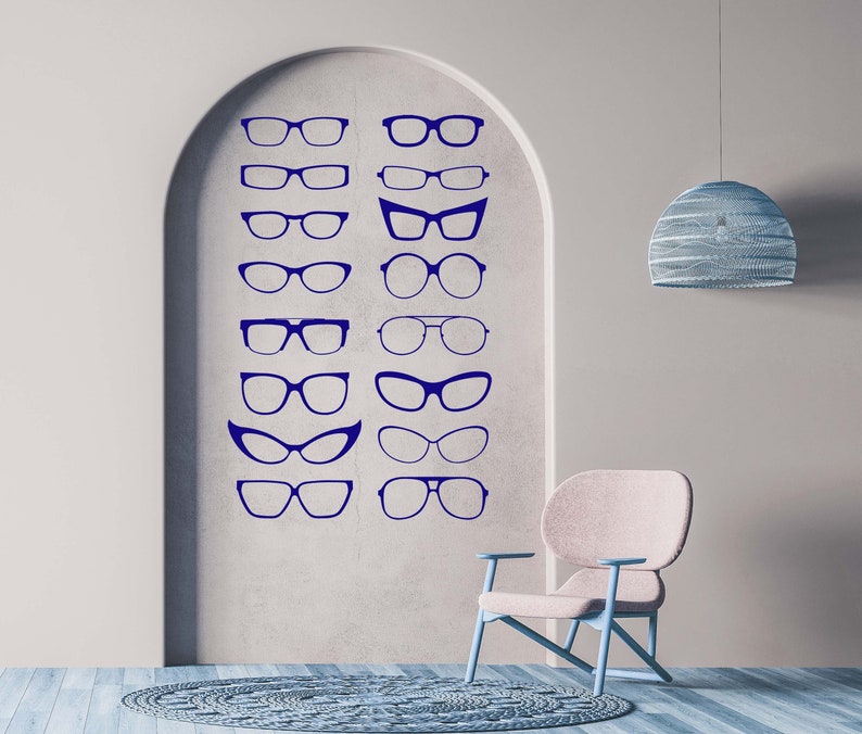 Optometry Wall Decor, Optometrist Sign, Eyeglasses Display, Optometrist Gifts, Eyeglass Sticker, Eyeglass Frames Wall Artwork image 1