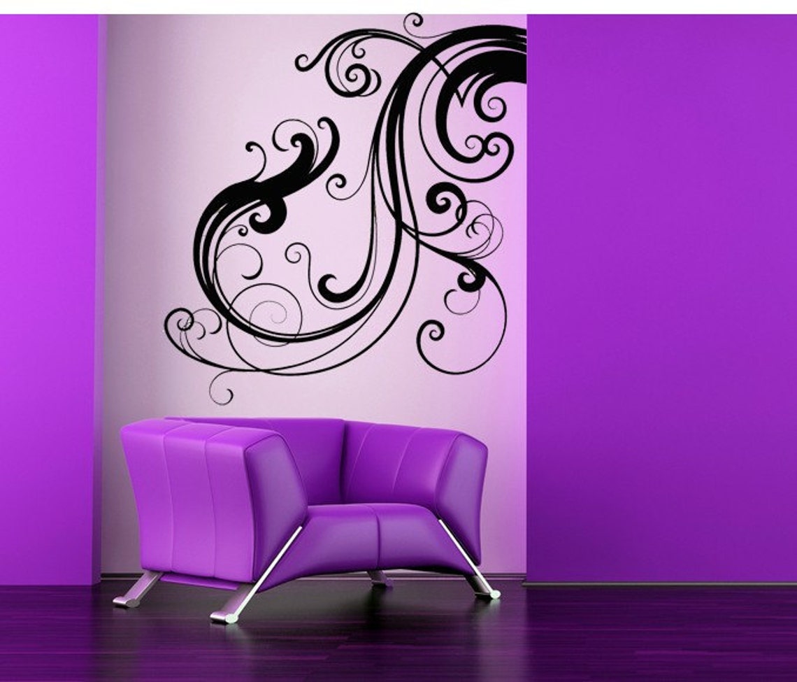 Decorative Design Swirl Wall Decal Fancy Flourish Art Old Etsy