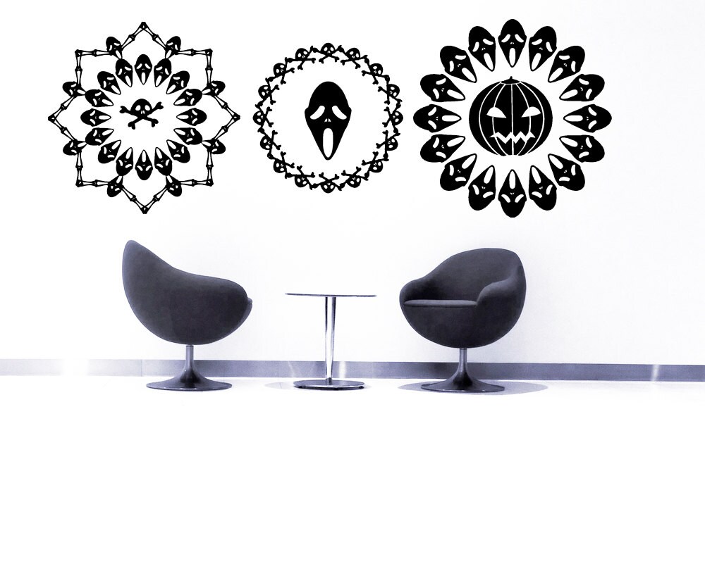 Skull Decal Skull Decor Medallion Decal Halloween Decor Etsy