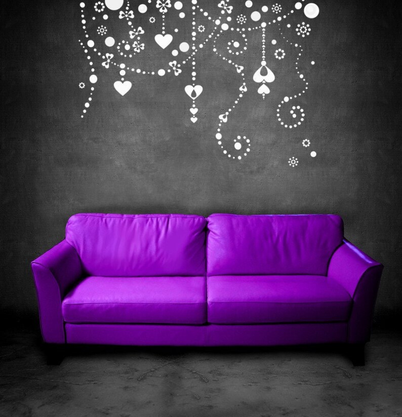 Beads Tween Room Decor Wall Decal Home Decor Art Heart Decor Bow Decal Beaded Curtain Wall Decor Girl/'s Bedroom Decor Heart Decal