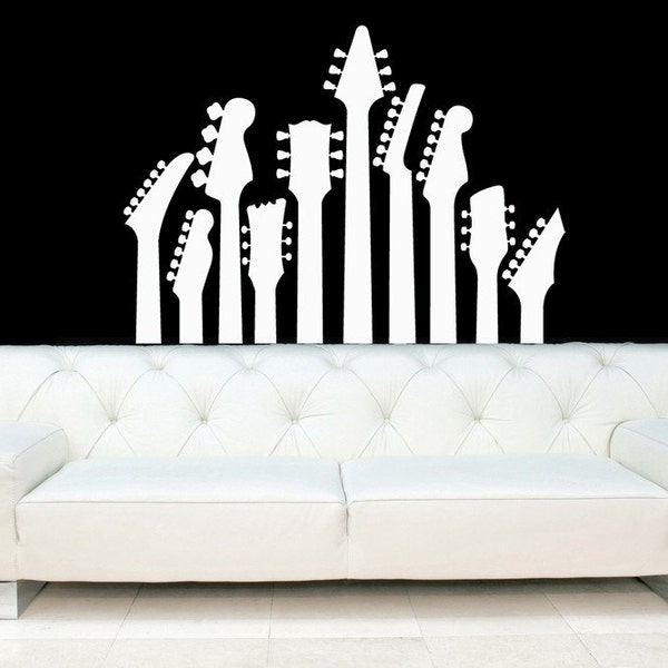 Manches De Guitare, Art mural guitare, Décoration murale guitare, Stickers tête de lit, Art mural acoustique, Stickers groupe de rock, Chambre de bébé, Décoration d'intérieur