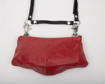 Made in Italy. Waist bag Women bag Small Lovely Suede Bag Bag with leaves Unique bag Belt bag Engraved bag Leather original bag