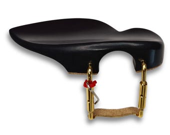 Mentoniera per violino modello Shark – Ergonomica in ebano o palissandro, morsetto oro/cromo