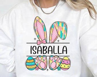 Personalized Easter Bunny PNG, Custom Name Easter Shirt, Easter Sublimation Design, Bunny Ears Paws PNG, Kids Easter Digital Download