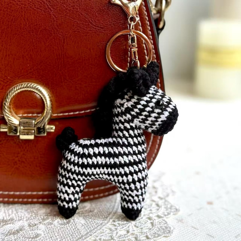 Personalized Crochet Horse Keychain, Custom Color Horse Bag Charm ...