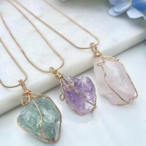 Natural Gemstone Necklace Chakra Stone Pendant Energy Healing Crystal with Chain