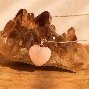 Rose Quartz Necklace - Heart Pendant, Pink Quartz Jewelry, Open Color Heart Necklace, Natural Stone Bohemian Jewelry, Gift for Her