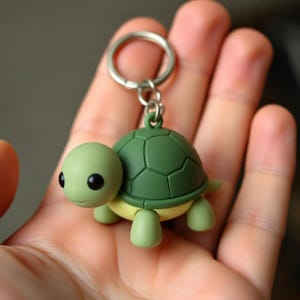 Realistic Tortoise Keychain, Hand-Painted Box Turtle Charm, Detailed Reptile Accessory for Backpacks