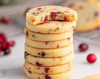 Easy Recipe For Cranberry Orange Shortbread Cookies | Digital PDF Download | Printable Dessert