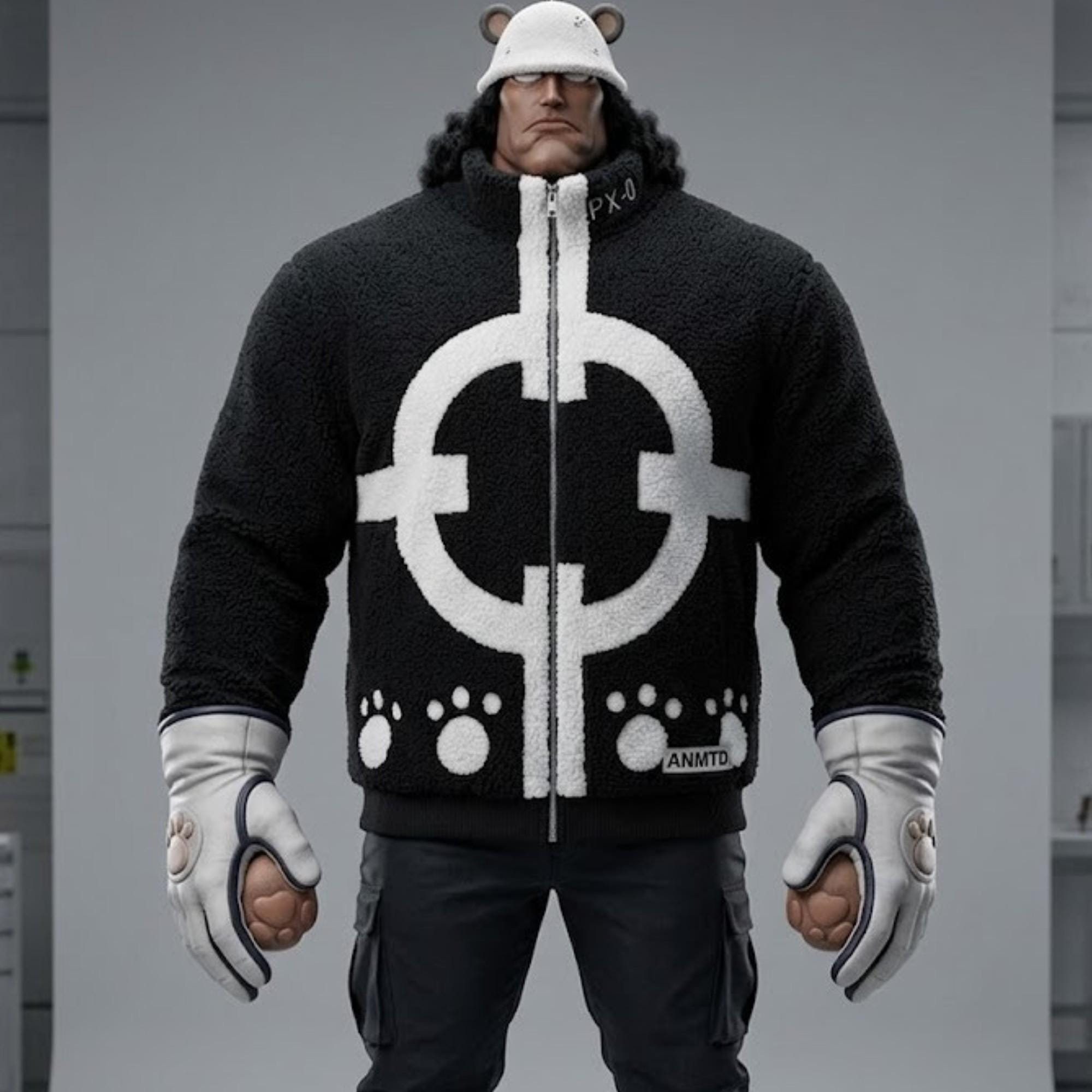 Bartholomew Kuma Sherpa Bomber Jacket:px-0 Anime Fleece Zip up