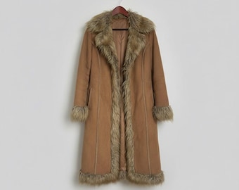 Women’s Penny Lane Coat :Long Faux Fur Shearling Coat | Boho Hippie Vintage 70s Style Winter Jacket