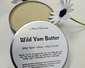 Wild Yam Cream, Butter With Vitex and Red Clover, Fragrance Free 2 oz