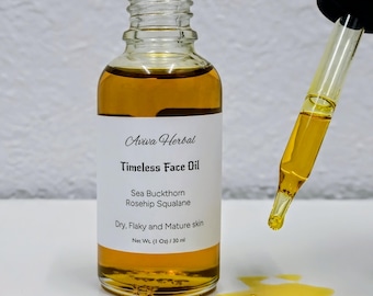 Sea Buckthorn Face Oil, Rosehip Squalane, Botanical Extracts, 1 Oz/30 ml - Mature Skin