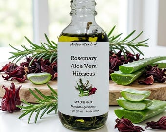 Rosemary Hair Growth Oil with Aloe Vera and Hibiscus - 2 0z