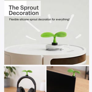 Decoración de silicona con forma de brote tembloroso para aspiradoras robot, auriculares, portátiles y escritorios, bicicletas, coches y más.