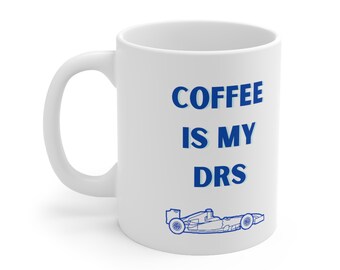 F1-mugg för racingfans - Kaffe är min DRS - 340 ml kaffeentusiastpresent - Perfekt för motorsportälskare
