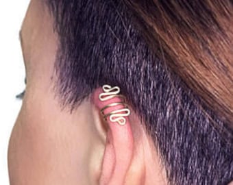 14K Gold Zig Zag Ear Cuff - Helix Earring