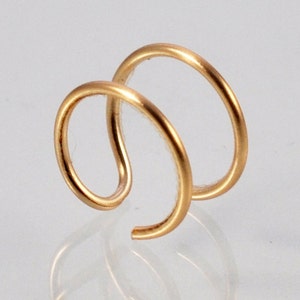 Faux Double Nose Ring: Clip On, Adjustable, Silver or Gold