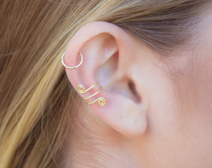 Triple Ear Cuff 3 Ring Ear Cuff Helix Ear Cuff Triple Etsy