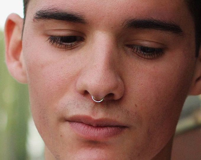 Fake Double Nose Ring Faux Double Piercing Double Hoop Etsy