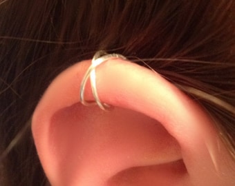 Sterling Silver Ear Cuff - Sterling Silver - Twisted Ear cuff - Criss Cross Ear Cuff - Double Ear Cuff