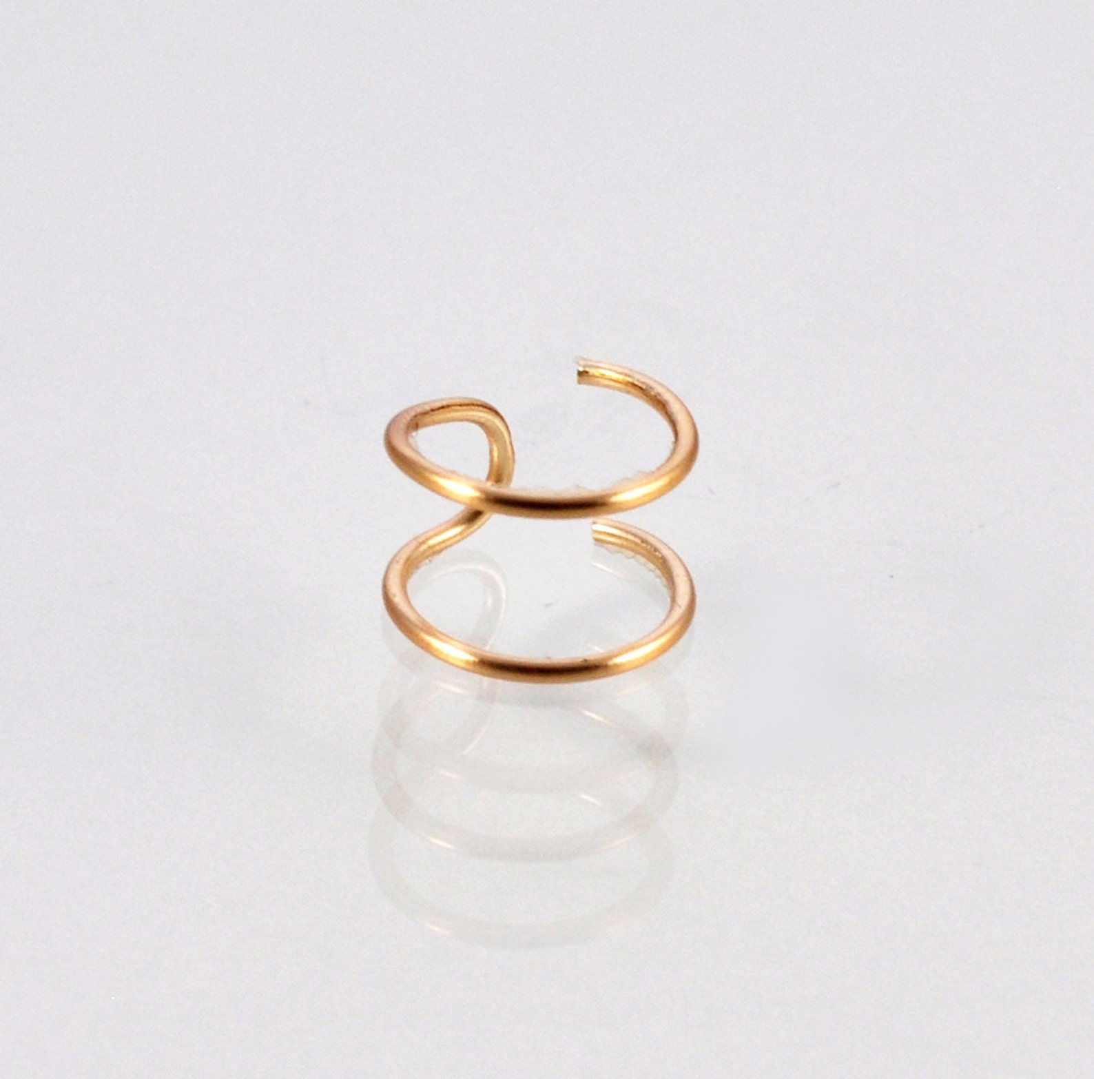 14K Gold Double Nose Ring Fake Double Nose Ring Faux Etsy