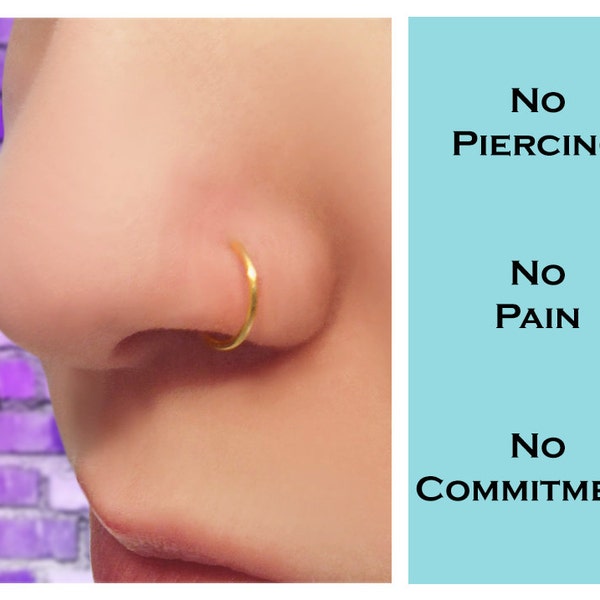 Fake Nose Ring - Clip On Nose Ring - Faux Nose Ring - Hoop Nose Ring - Custom Nose Ring - Metal Nose Ring - Fake Piercings - Punk Nose Rings