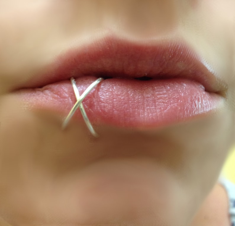 Criss Cross Lip Ring Double Lip Ring Twisted Lip Ring Etsy