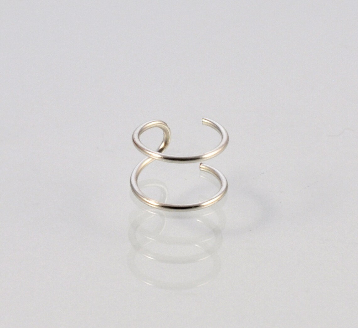 Sterling Silver Double Nose Ring Faux Double Piercing Etsy