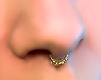 Fake Beaded Septum Rings 14 K Gold - Fake Septum Rings with Beads - Indian nose ring - faux septum ring - fake septum hoop - septum hoop