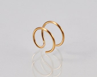 14K Gold Double Nose Ring - Fake Double Nose Ring - Faux Double Piercing - Fake Double Piercing - Double Nose Hoop - Faux Nose Ring