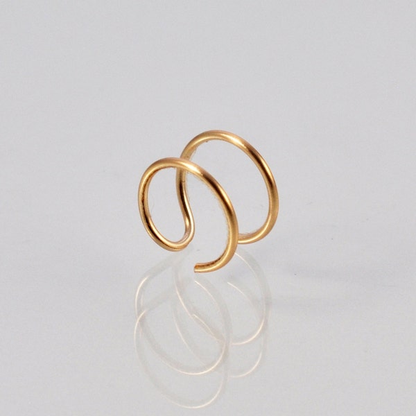 14K Gold Double Nose Ring - Fake Double Nose Ring - Faux Double Piercing - Fake Double Piercing - Double Nose Hoop - Faux Nose Ring