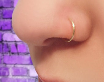 Fake Nose Rings - Faux Nose Ring - Clip on Nose Ring - hoop nose ring - slide on nose ring - nose ring hoop - delicate nose ring