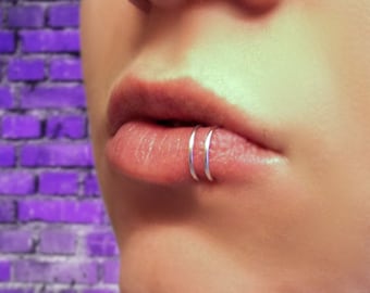 Fake Spider Bite Lip Ring - Faux Spider Bite - Fake Lip Ring - Fake Double Lip Ring