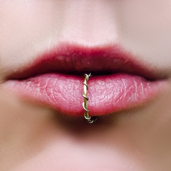 Lip Ring - verdrehte Lip Ring - Faux Lip Ring - gefälschte Lip Ring - benutzerdefinierte Lip Ring - Metall Lip Ring - gefälschte Piercings - Punk Lippe Ringe
