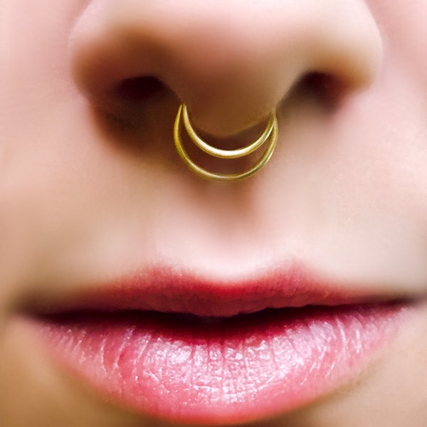 Double Septum Ring - Faux Septum Ring - Fake Double Septum - Custom Nose Ring - Metal Nose Ring - Fake Piercings - Punk Nose Rings
