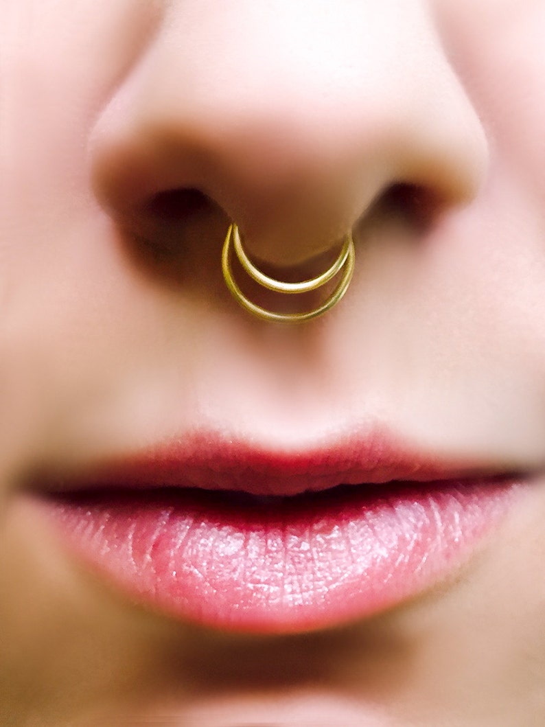 Double Septum Ring - Faux Septum Ring - Fake Double Septum - Custom Nose Ring - Metal Nose Ring - Fake Piercings - Punk Nose Rings 