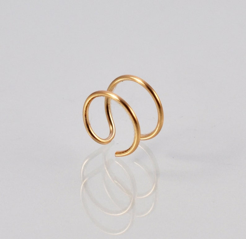 Anillo falso para la nariz doble: con clip, ajustable, plateado o dorado