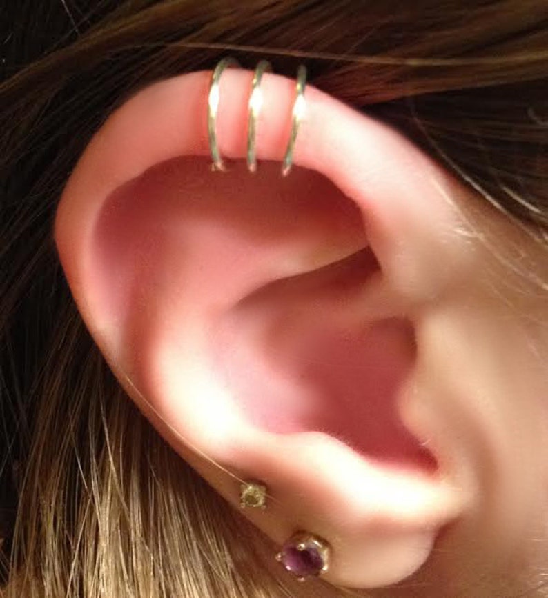Triple Ear Cuff 3 Ring Ear Cuff Helix Ear Cuff Triple Etsy