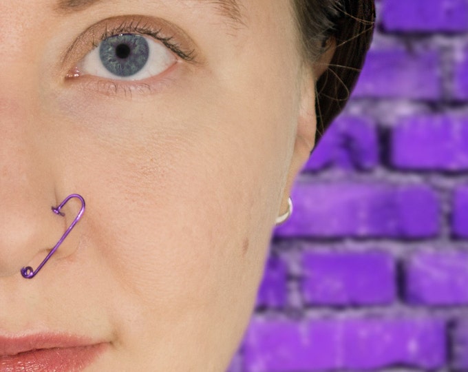 14K Gold Double Nose Ring Fake Double Nose Ring Faux Etsy